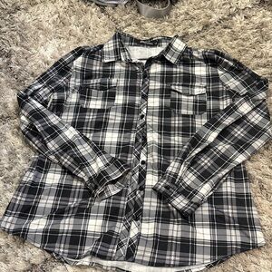 Black and White Plaid Button-Up Shirt